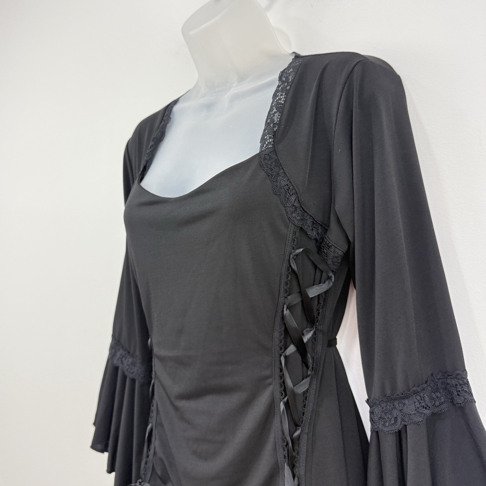 Dare To Wear Top Women's 1X Black Witchy Renaissance Fairy Grunge Corset Lace - Picture 11 of 16
